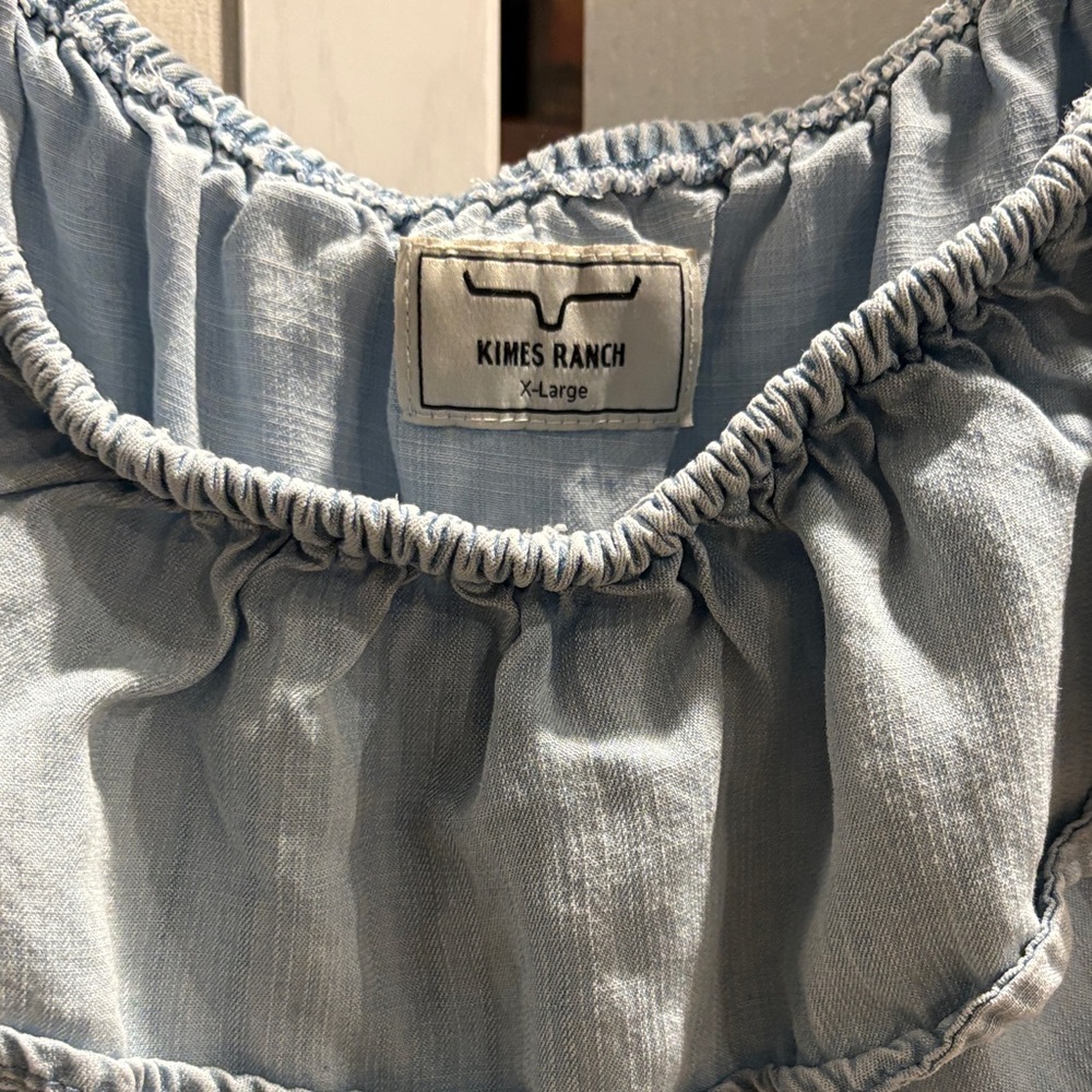 Kimes Ranch Light Blue Ruffled Top - Picture 2 of 3